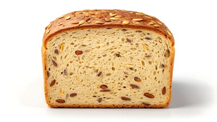 Freshly baked whole grain bread slice with seeds and raisins