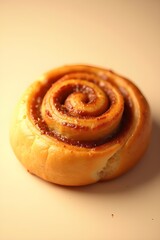 Fototapeta premium AI Generative. Perfectly Baked Classic Cinnamon Roll or Sticky Bun on a Warm Background. 1