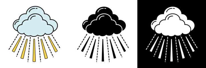 Minimalist vector illustration of a rain cloud with stylized raindrops. Perfect for weather apps, forecast infographics, or environmental designs.