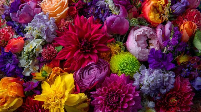 Vibrant bouquet bursting with colorful blooms creating a stunning natural arrangement for any occasion