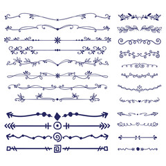 Set of Vintage decorative lines. text dividers. Line border. Lines separators, Borders, Vintage dividers, Underline elements. Vector illustration