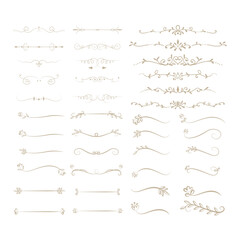 Obraz premium Set of Vintage decorative lines. text dividers. Line border. Lines separators, Borders, Vintage dividers, Underline elements. Vector illustration