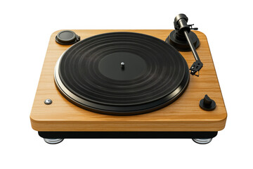 Fototapeta premium Vintage turntable vinyl record player audio equipment music system phonograph isolated on transparent background