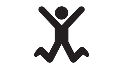 Jumping stick figure icon simple flat vector glyph isolated on white background representing joy and success