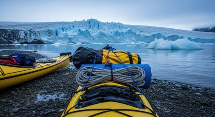 Kayaking adventure by glacier - exploring serene waters and stunning ice landscapes