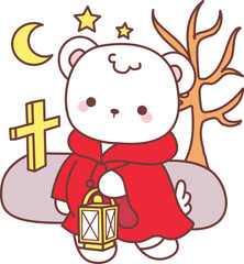 Coloring pages of Illustration of cute bear winter icon.