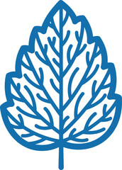 Blue outline leaf design vibrant nature element simple botanical graphic