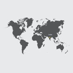 India Location on world map vector illustration