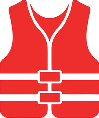Bright red safety vest with white straps for water activities and emergencies