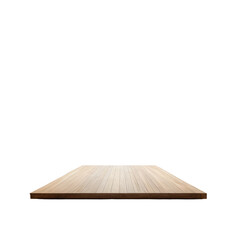 Wooden shelf, perspective view, isolated on black background, 3D render