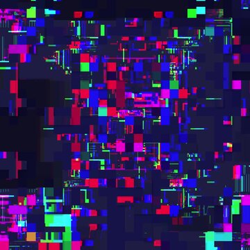 Abstract digital glitch effect with vibrant RGB distortion, creating a futuristic and cyberpunk visual style. Perfect for video transitions, tech backgrounds, or creative effects