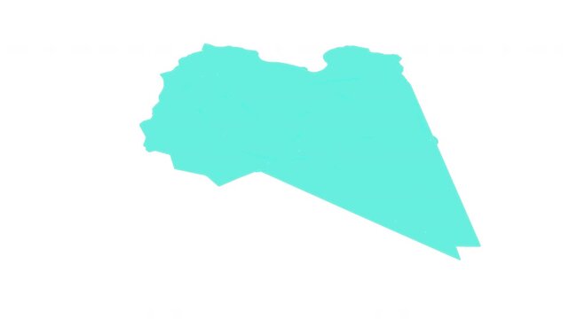 Libya map outline animation with alpha channel