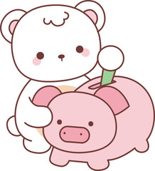 Coloring pages of Illustration of cute bear winter icon.