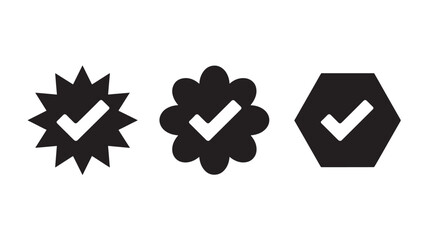 Obraz premium Set of verification badge icons simple flat vector design element for user interface and web design isolated on white background