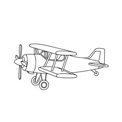 Illustration of a vintage biplane in flight, a classic aircraft design with propeller and wings