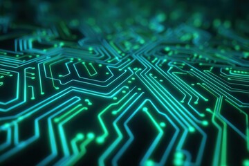 Abstract Circuit Board with Glowing Lines and Dots