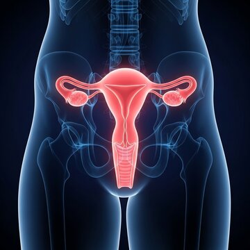 An x ray image of a female reproductive system highlighting the uterus fallopian tubes and ovaries