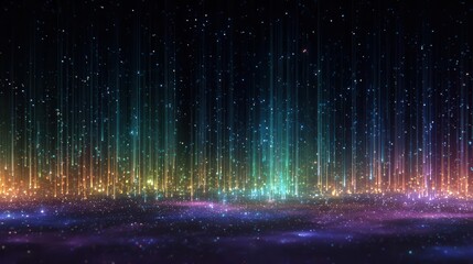 Abstract Colorful Particle Rain with Light Streams