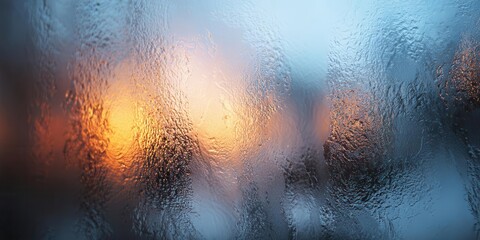 Abstract Dewy Glass with Warm Light and Reflections