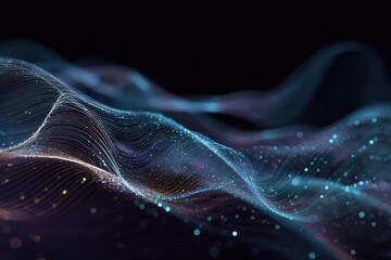 Abstract Digital Wavy Lines with Sparkling Particles