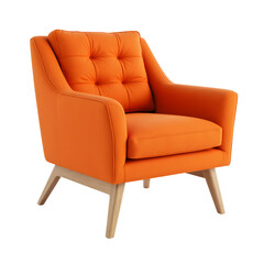 Modern Orange Armchair Design with transparent background