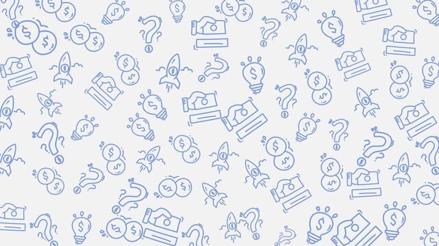 Doodle money doodle money creates a fun pattern of startup icons like rockets. Fun pattern of startup icons like rockets, suits financial, business, and technology concepts for web design
