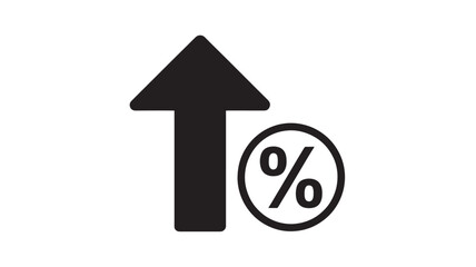 Percentage increase icon simple flat vector design element isolated on white background for web and mobile apps