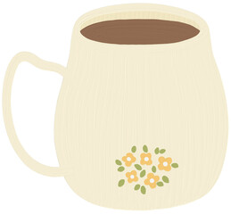 Hot Chocolate in beige mug with floral design