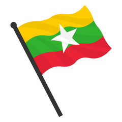 Myanmar Flag icon. Round flag of Myanmar icon design, vector illustration