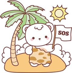 Illustration of cute bear winter icon.