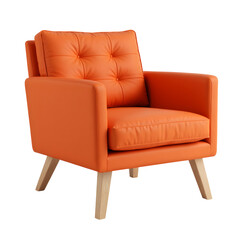 Modern Orange Armchair Design with transparent background