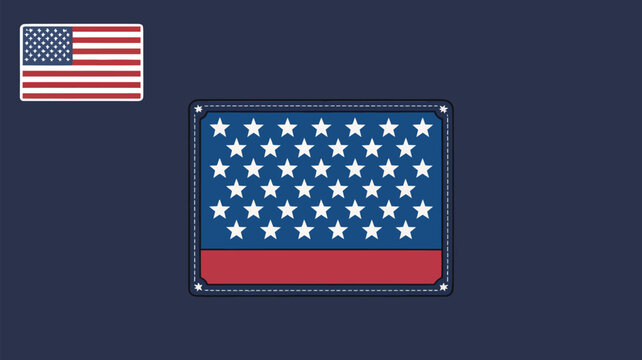 Two american flag designs one small and one larger with a stitched border on a dark blue background