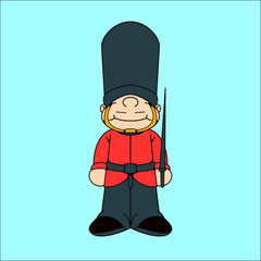 British Royal Guard Cartoon Illustration London Soldier Mascot