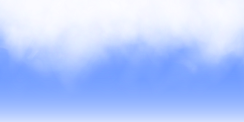Blue sky with scattered clouds over a transparent background in PNG format. Perfect for weather illustrations and design patterns. Adds depth to horizontal panoramas. 