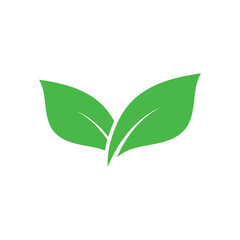 Two Minimalist Green Leaves Icon Vector - Nature, Organic, Ecology, and Eco-Friendly Symbol for Branding
