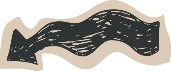 Fotobehang Hokusai The Great Wave Thick arrow crayon or chalk drawing sketch grunge textured cutout effect collage. Torn paper  © Alyona