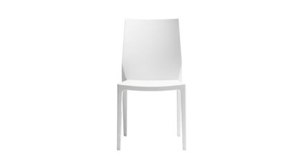 Modern white chair centered against a solid black background