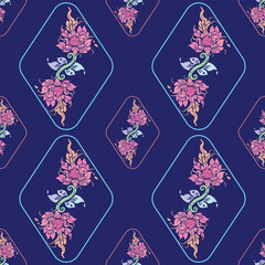 Laithai vintage ornament batik, Line thai traditional Thai style pattern vector, Thai applied fabric pattern , suitable for international design.