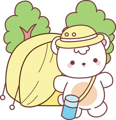 Illustration of cute bear winter icon.