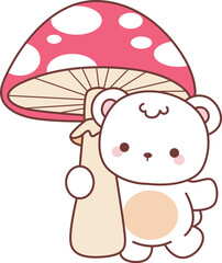 Illustration of cute bear winter icon.