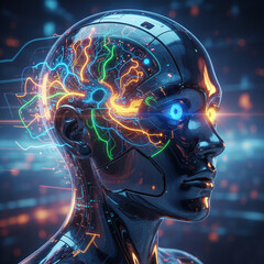 Human head blending with the universe in a surreal futuristic concept.