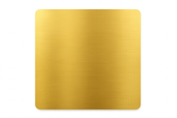 Brushed golden metal plate with rounded corners transparent background