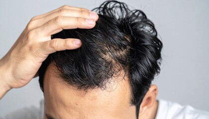 Naklejka premium 薄毛の男性：植毛