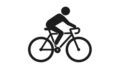 Bike icon:silhouette of a man riding a bike:silhouette of a cyclist