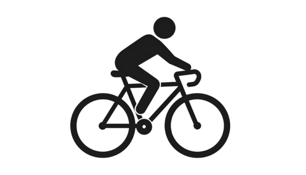 Bike icon:silhouette of a man riding a bike:silhouette of a cyclist