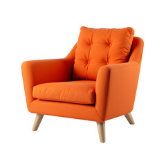 Modern Orange Armchair Design with transparent background