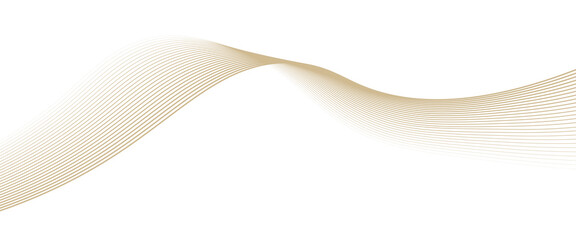 Luxury abstract gold wavy line pattern (guilloche curves) with copy space. Elegant golden color smooth gradient on white background. Premium vector striped texture for banner,