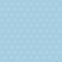 Seamless repeating snowflake pattern on blue background. Festive winter and Christmas texture ideal for wrapping paper, textiles, gift tags, holiday backgrounds, greeting cards, and seasonal designs.