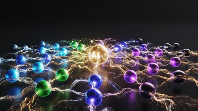 Glowing Sphere Activates Cluster of Spheres With Lightning Effects