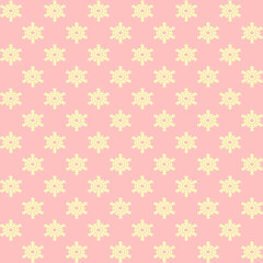 Seamless repeating snowflake pattern pink background. Festive winter and Christmas texture ideal for wrapping paper, textiles, gift tags, holiday backgrounds, greeting cards, and seasonal designs.